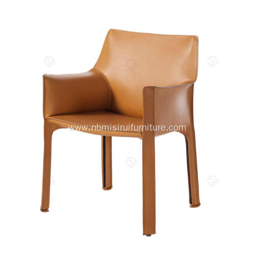 Orange saddle leather Cab dining chairs